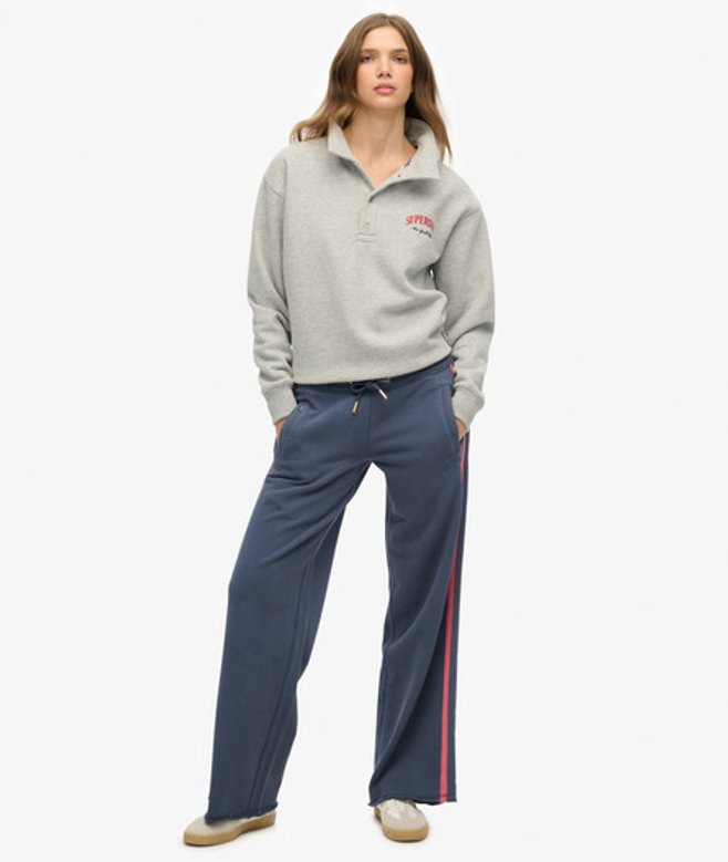 Superdry Athletic Essentials Joggingbroek met Logo en Rechte Pijpen Blauw