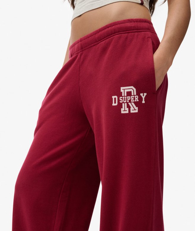 Superdry Athletic Essentials Joggingbroek met Wijde Pijpen Red