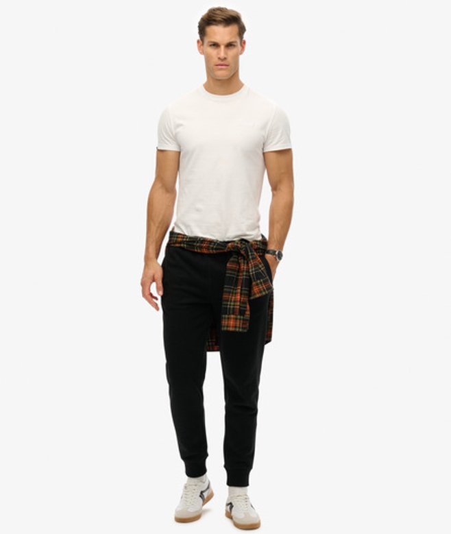 Superdry Essential Joggingbroek met Logo en Licht Geborstelde Voering Zwart