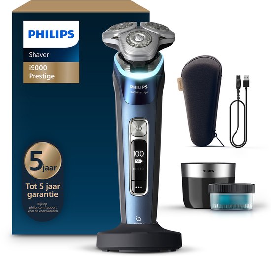 Philips Shaver i9000 Prestige Elektrisch Scheerapparaat Voor Mannen - Met Quick Clean Pod - Blauw -