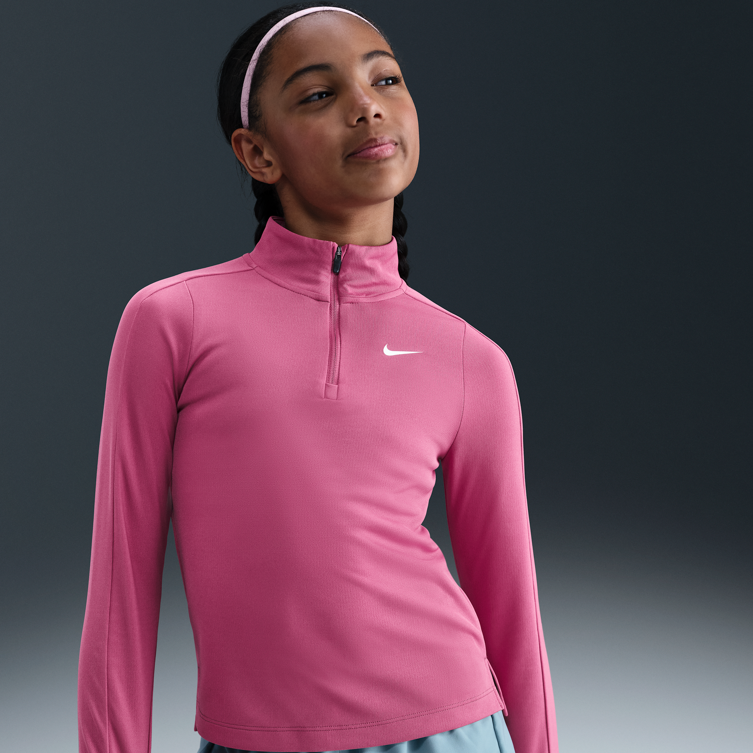 Nike Dri-FIT meisjestop met lange mouwen en korte rits - Paars
