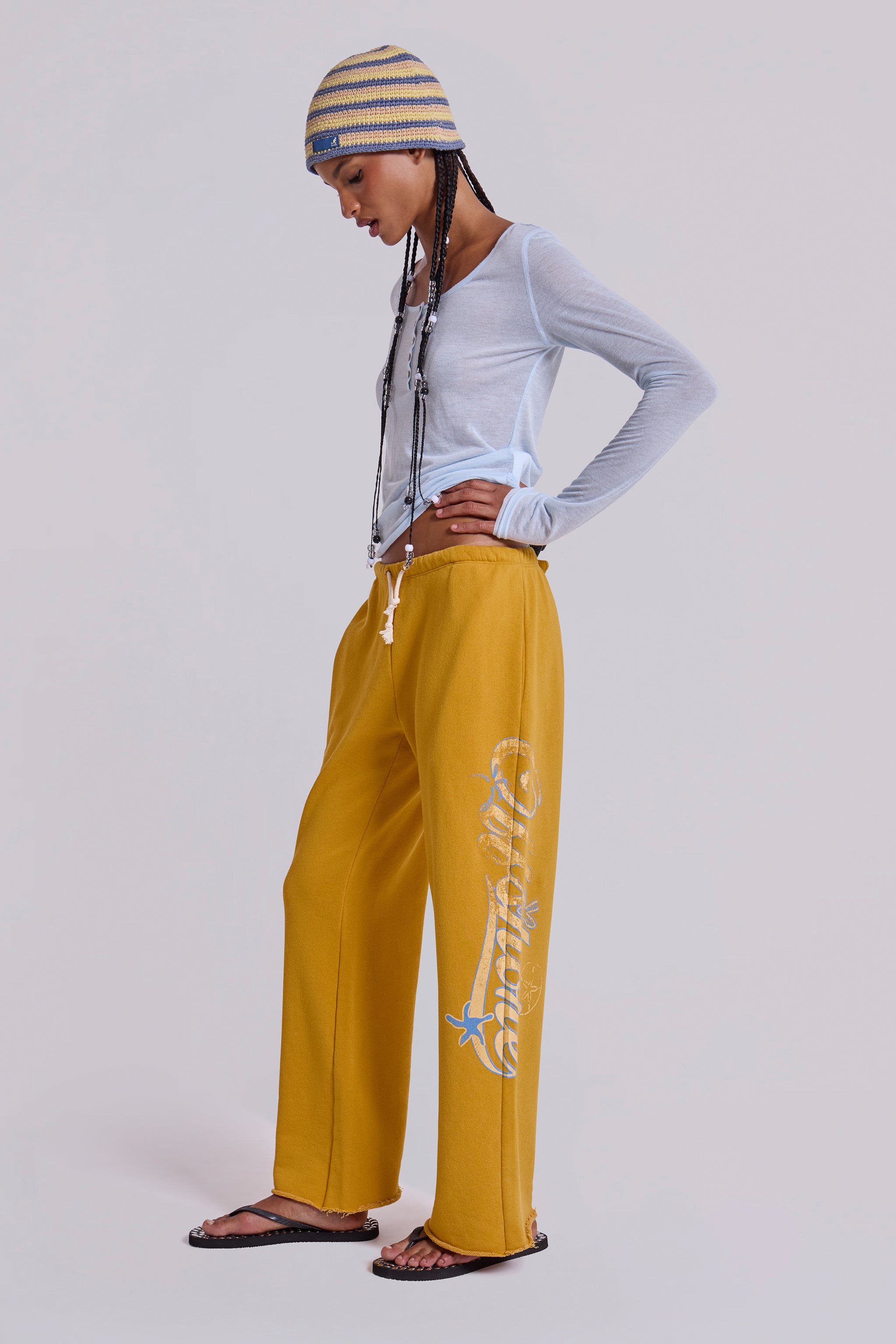 Jaded London Offshore Cropped Joggers in Saffron