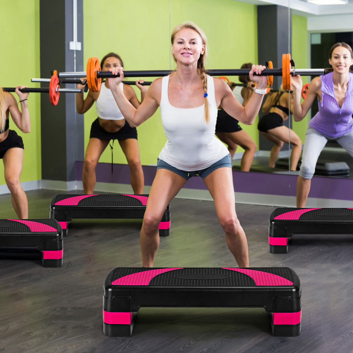 Costway Aerobic Stepper In Hoogte Verstelbare Steppbr met 3 Niveaus Stepper 250kg Belastbaar