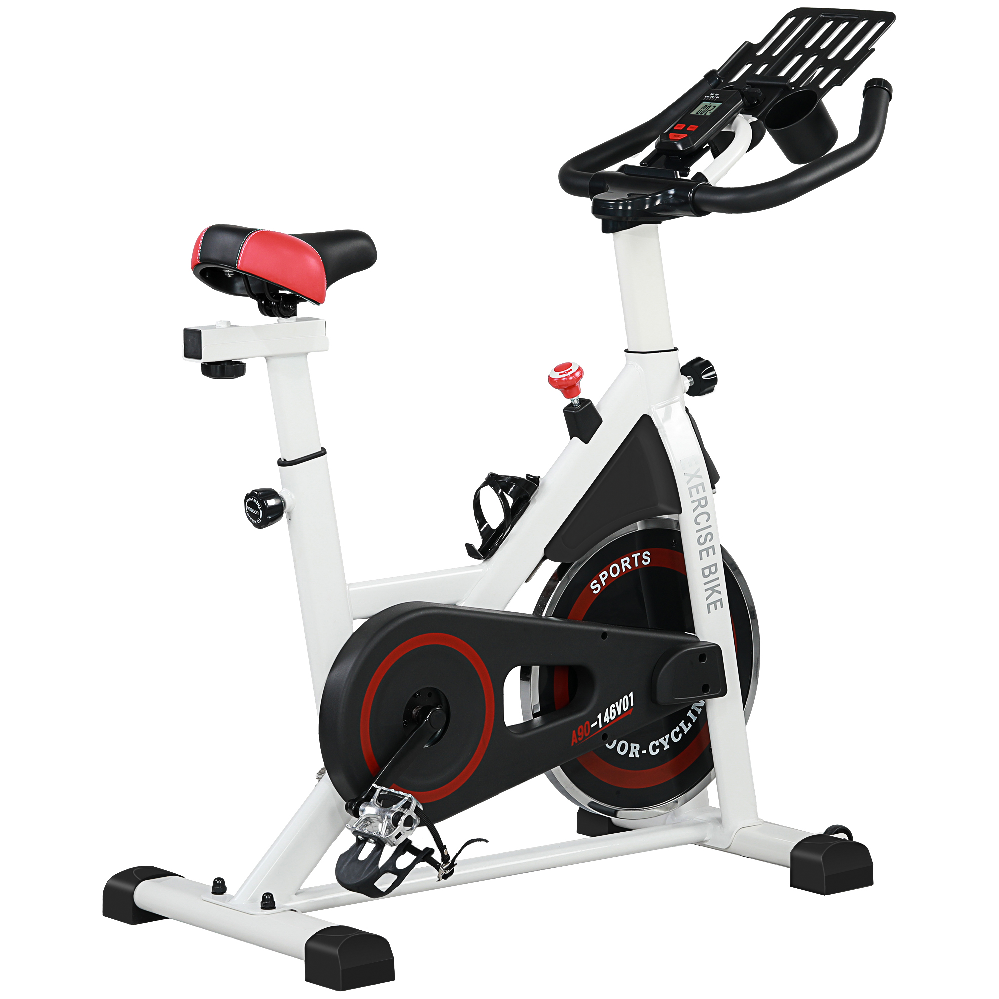 HOMCOM Ergometer, verstelbare weerstand, robuust ontwerp, tot 120 kg, ideaal voor thuisgebruik, L103xB53xH100-114 cm, wit/zwart | Aosom.nl
