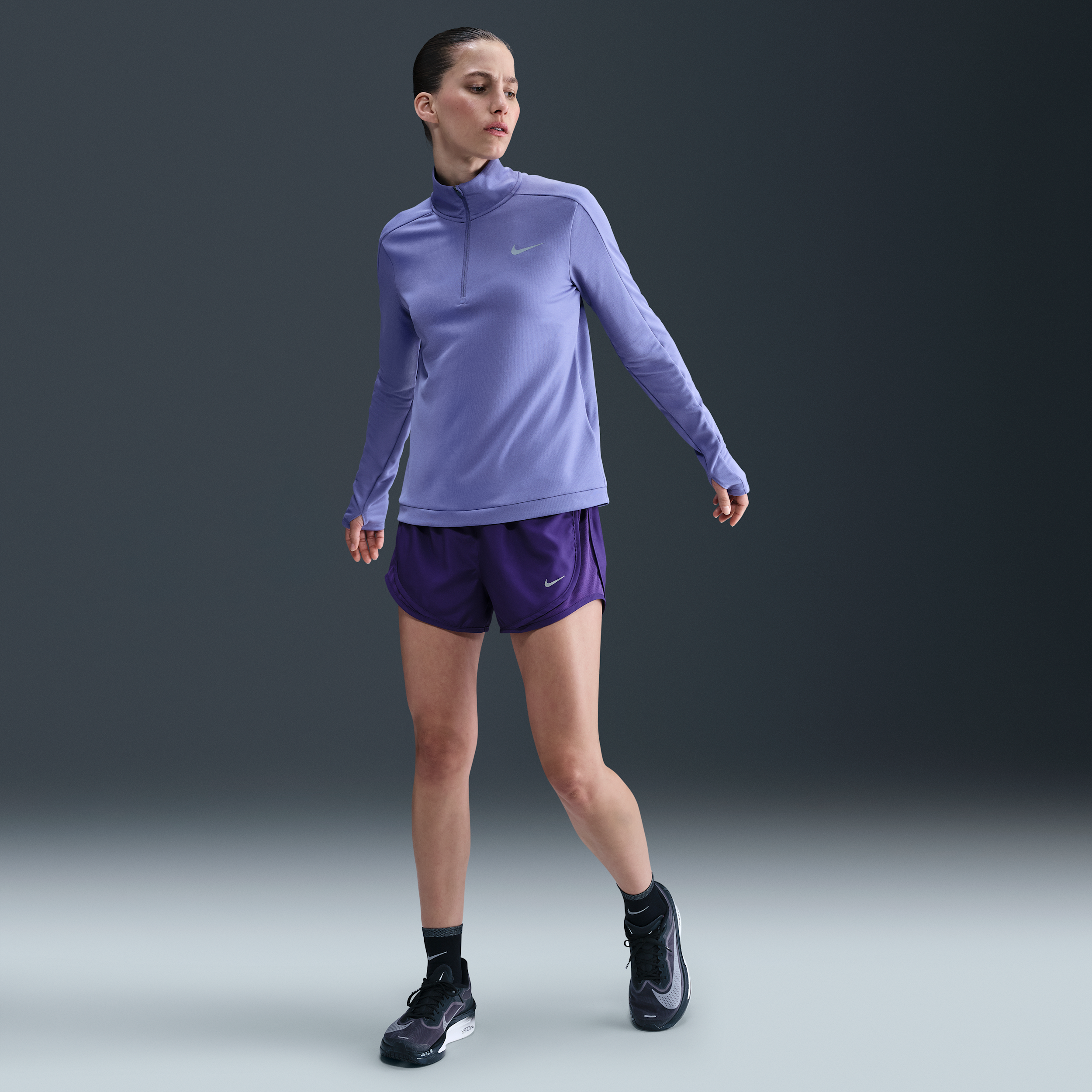 Nike Tempo Dri-FIT hardloopshorts met halfhoge taille en binnenbroekje voor dames - Paars