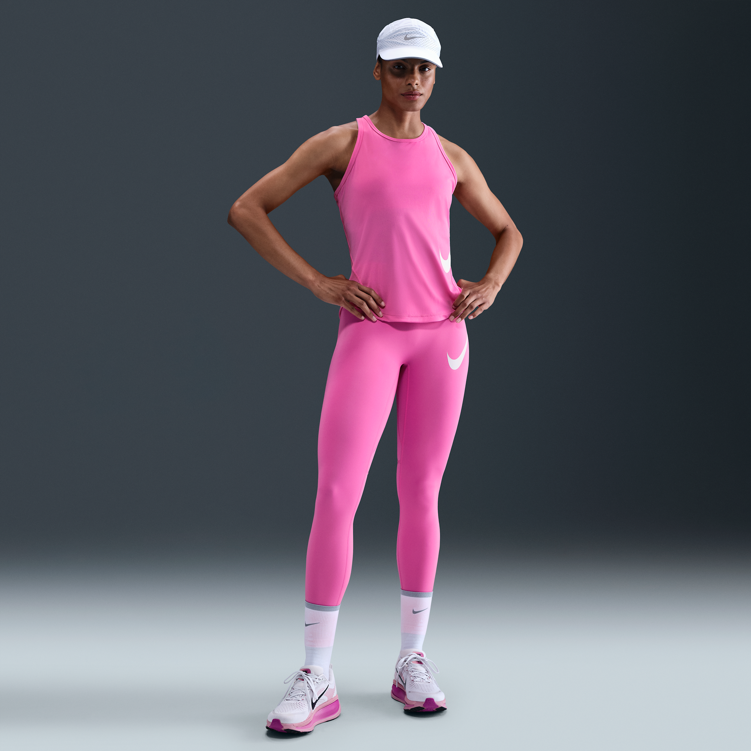 Nike Tempo Swoosh Run 7/8-hardlooplegging met hoge taille voor dames - Roze
