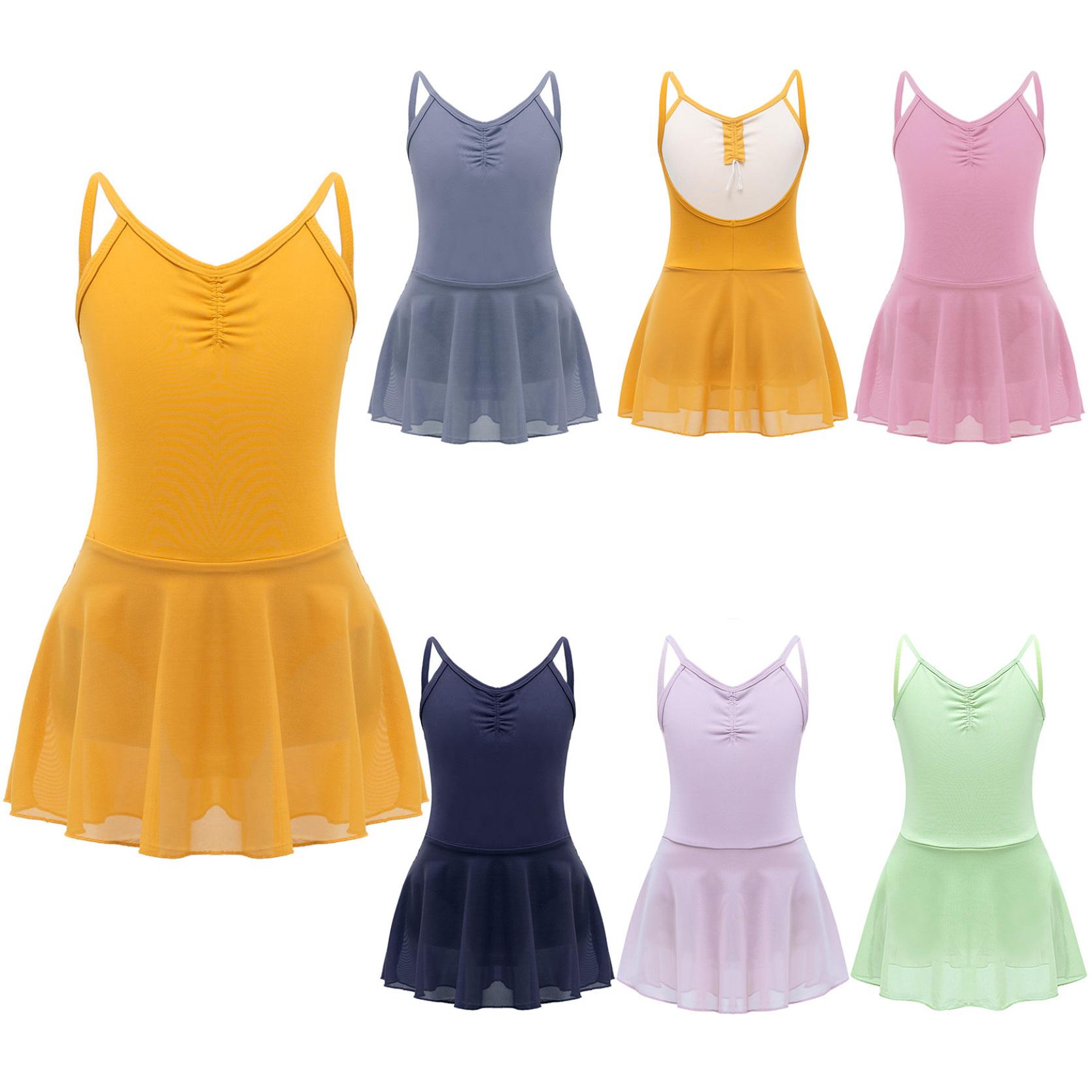 IEFiEL Balletdansjurk voor meisjes Mouwloze V-hals Effen kleur Ballerina Balletjurk Outfit 12-14 Years groen