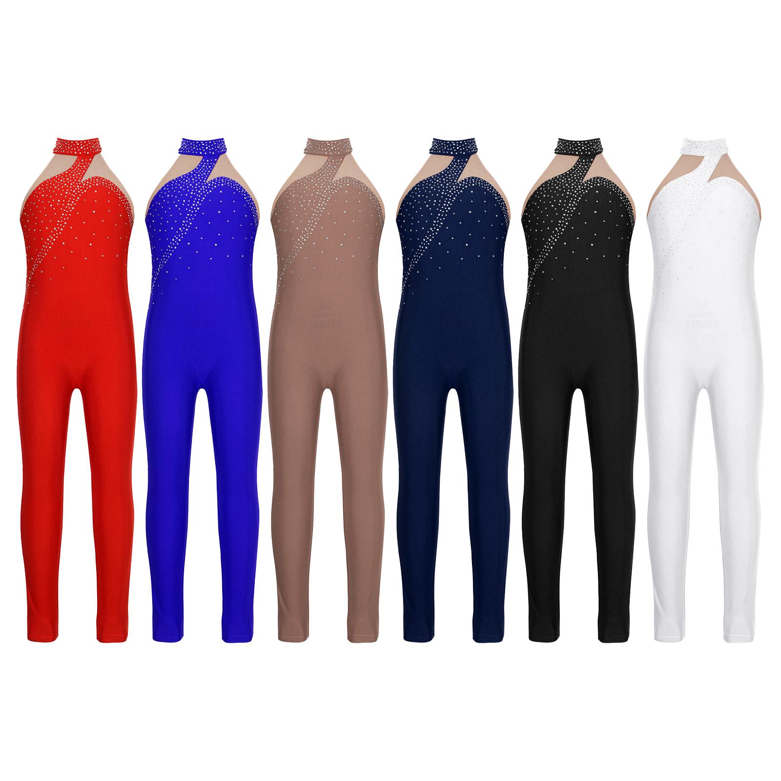 Yunduantong-home Kinderen Meisjes Ballet Dans Outfit Ritmische Gymnastiek Leotard Patchwork Unitard Danskleding Atletische Jumpsuit Unitard Bodysuit 15-16 Years zwart