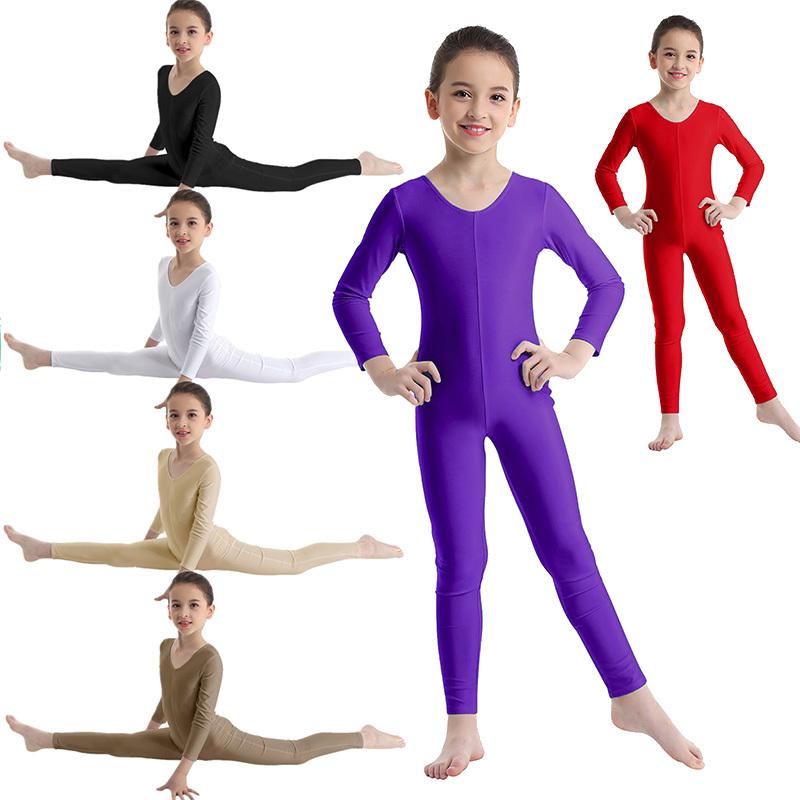 Sxiwei Kinderen Meisjes Stijlvolle Kleding Lange Mouwen Ballet Dans Gymnastiek Turnpakje Jumpsuit Dancewear 7-8 Years rood