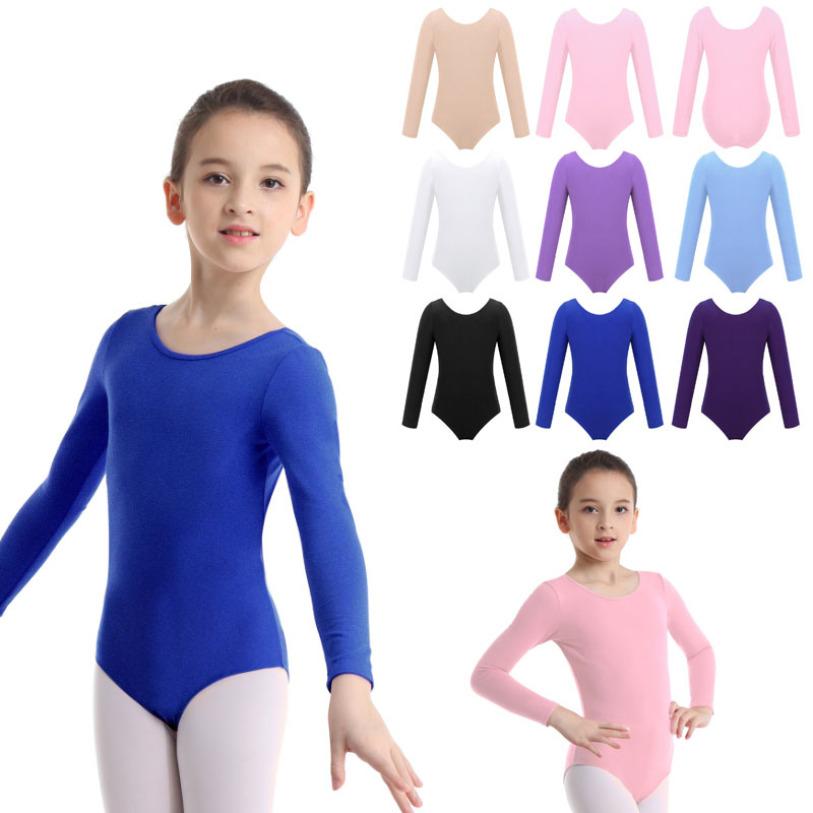 YOOJIA Kinderen Meisjes Lange Mouw Turnpakje Gymnastiek Ballet Turnpakje Jumpsuit Danskostuums 7-8 Years wit