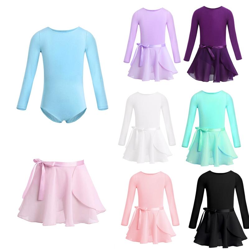Linjinx Meisjes Ballet Tutu Body Dansles Kostuums Gymnastiek Turnpakje met Gebonden Rok Set Stage Dance Class Outfits 3-4 Years hemelsblauwe kleur