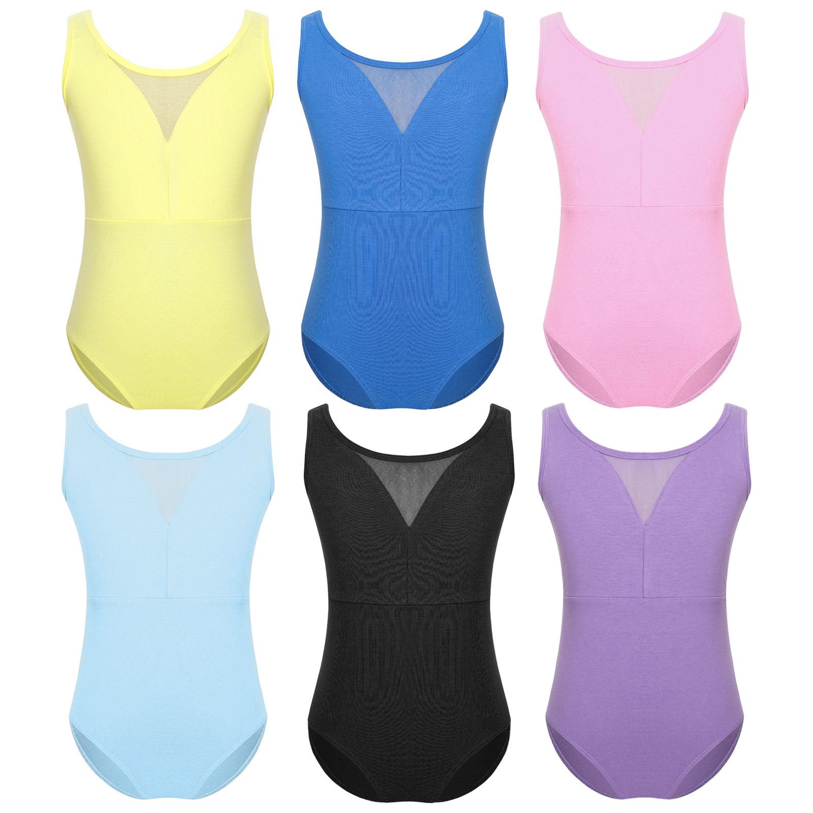 Yunduantong-home Kinderen Meisjes Patchwork V-Rug Gymnastiek Leotard Dans Kleding Ballerina Danskleding Ballet Dans Training Prestatie Kostuum 11-12 Years roze