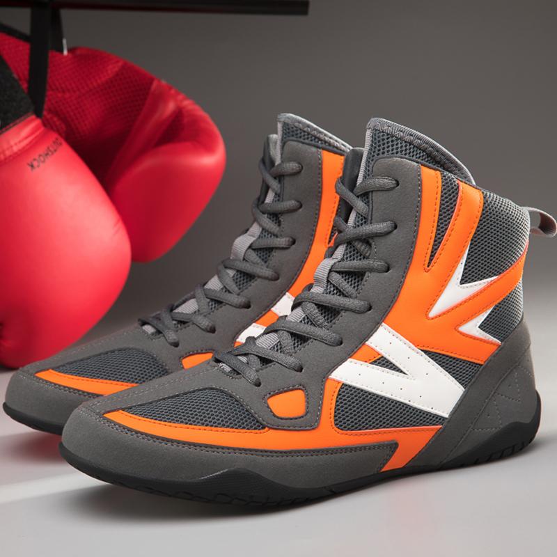 FANQISON Sneakers 35-46 Unisex Bokslaarzen Hoog leer Mesh Ademend Vechten Bokslaarzen Combat Trainingsschoen Motorlaarzen Boksschoenen voor jongeren 36 hemelsblauwe kleur/zwart