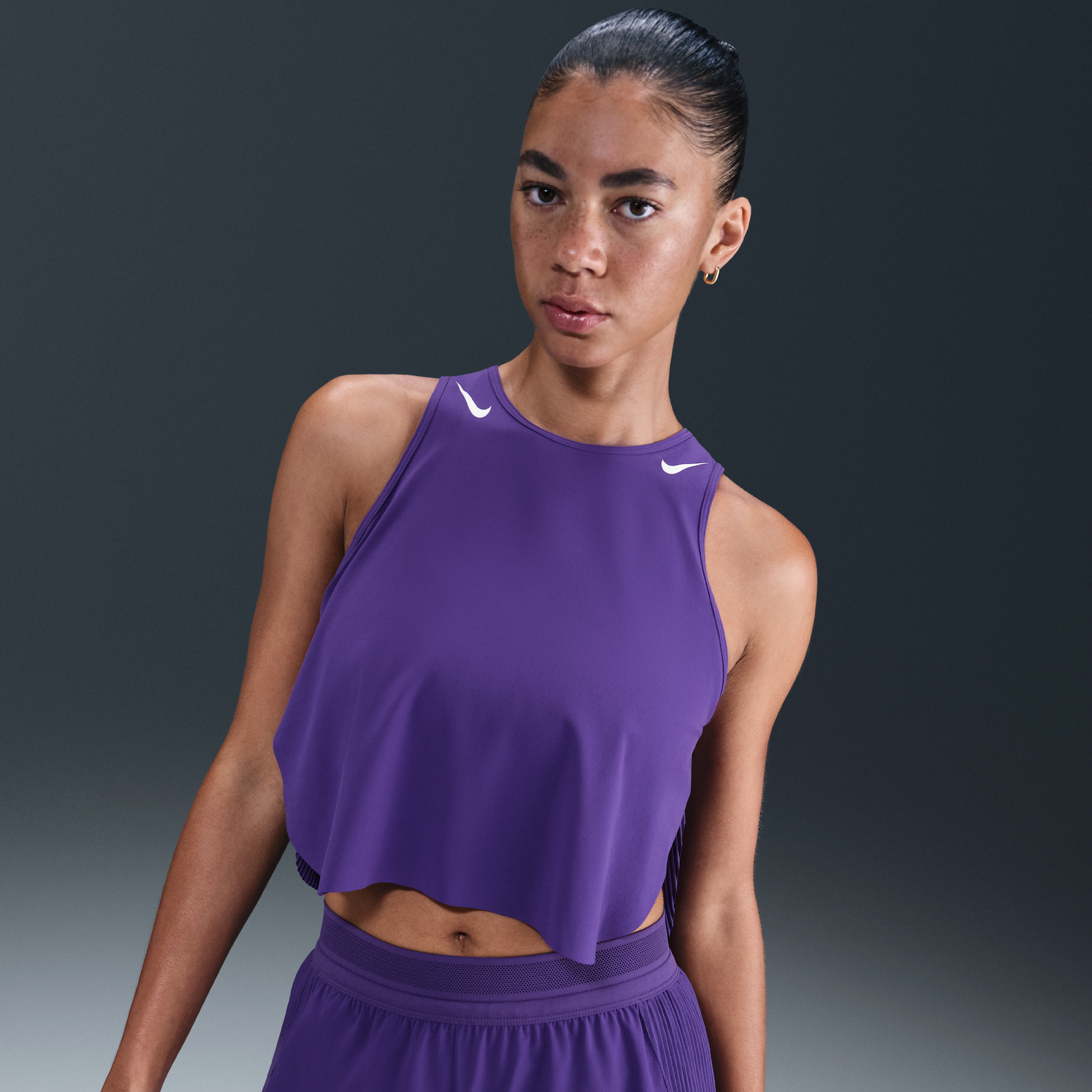 Nike AeroSwift Dri-FIT ADV korte hardlooptanktop voor dames - Paars