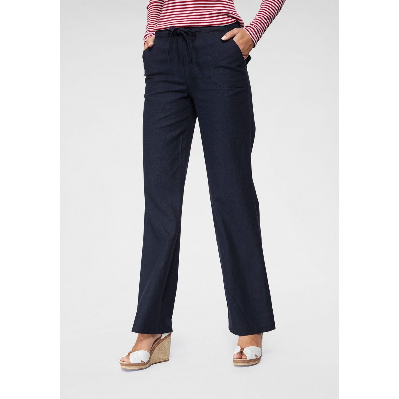 Aniston CASUAL Linnen broek met bindstrik