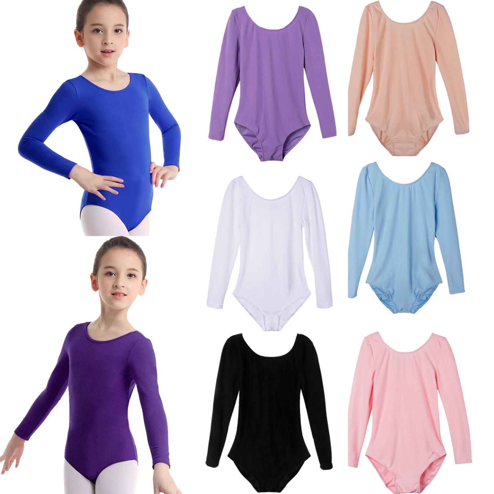 YONGHS Kinderen Meisjes Lange Mouwen Rekbare Gym Ballet Dans Leotard Danskleding Kostuum 9-10 Years wit