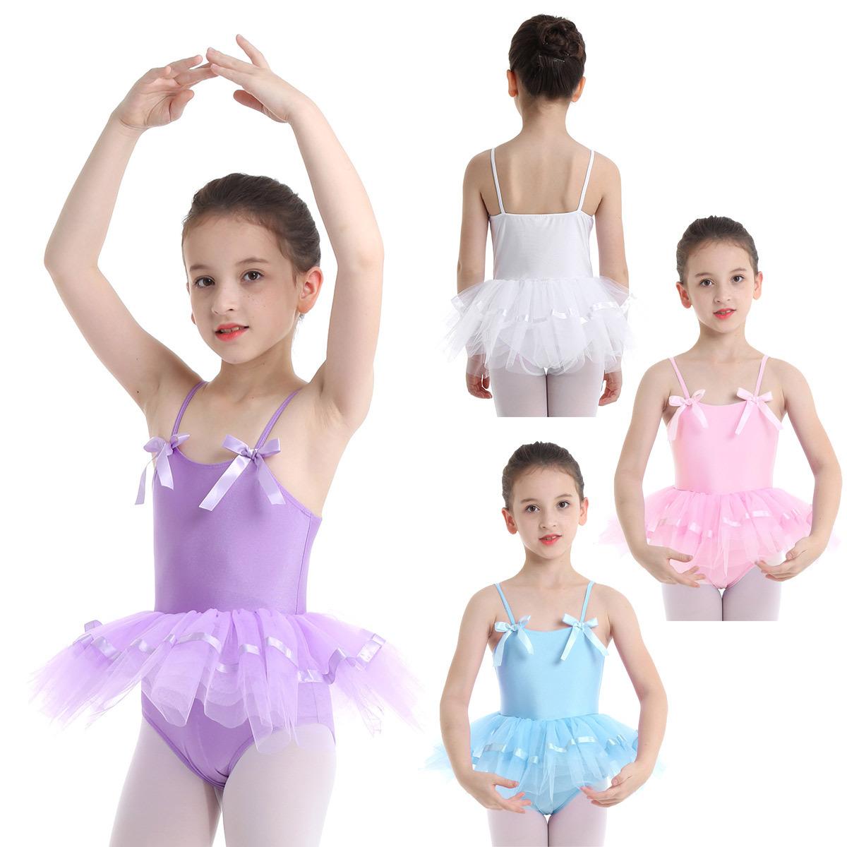 Sywiyi Kinderen Ballet Turnpakje Jurk Gymnastiek Stage Performance Tutu Ballerina Jurk Kleine Meisjes Ballet Kleding 5-6 Years hemelsblauwe kleur