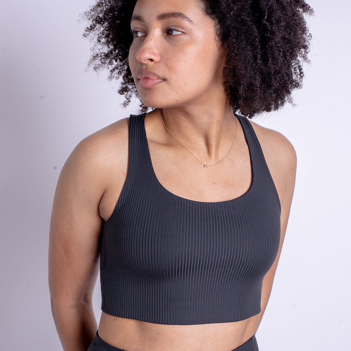 Girlfriend Collective Collective Rib Paloma sportBH, zwart