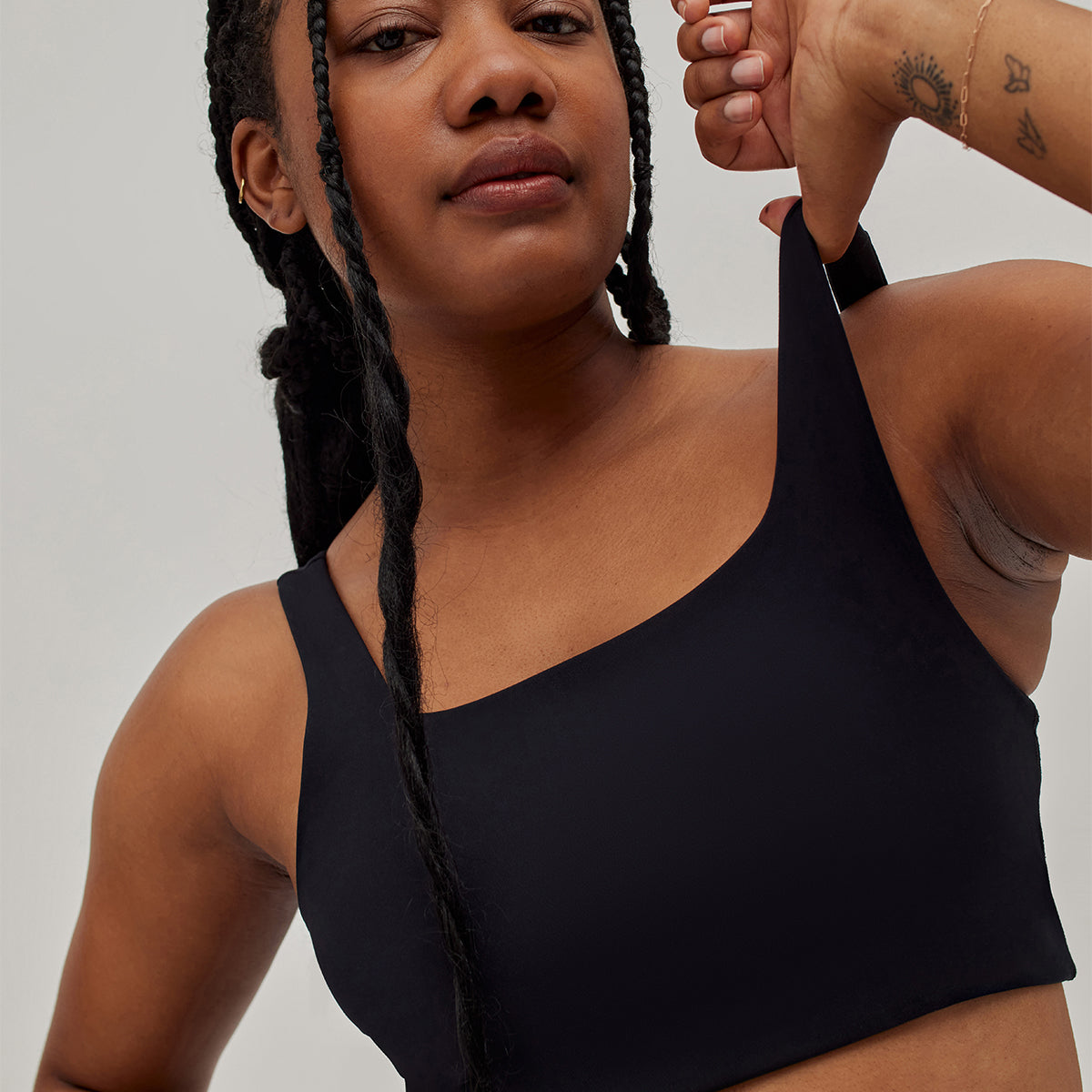 Girlfriend Collective Tommy Square Neck sportBH, zwart