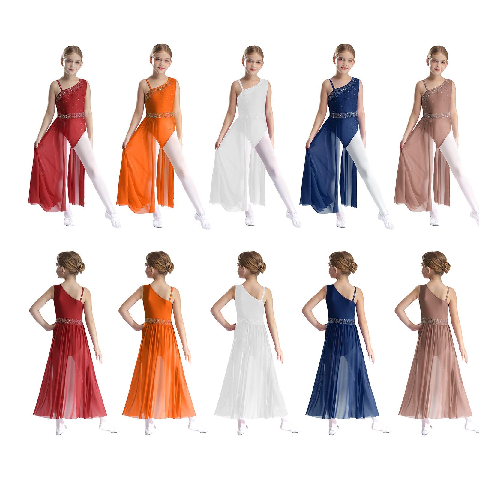 HULIJA Lyrische danskostuum voor meisjes Glinsterende strass balletpakje Moderne hedendaagse danskleding 11-12 Years pastelroze kleur