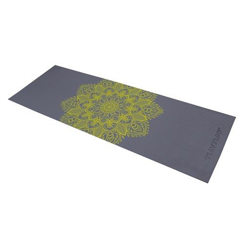 Tunturi PVC yogamat, 183x61x0,4 cm, antraciet met print**