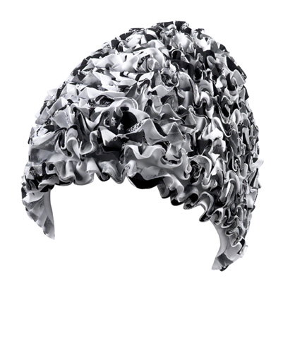 BECO dames franje badmuts | stof | wit/zwart**