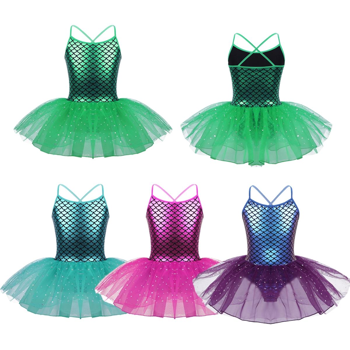 IEFiEL Kinderen Meisjes Lovertjes Tutu Ballet Turnpakje Dans Jurk Ballerina Fancy Fairy Kostuum 5-6 Years groen