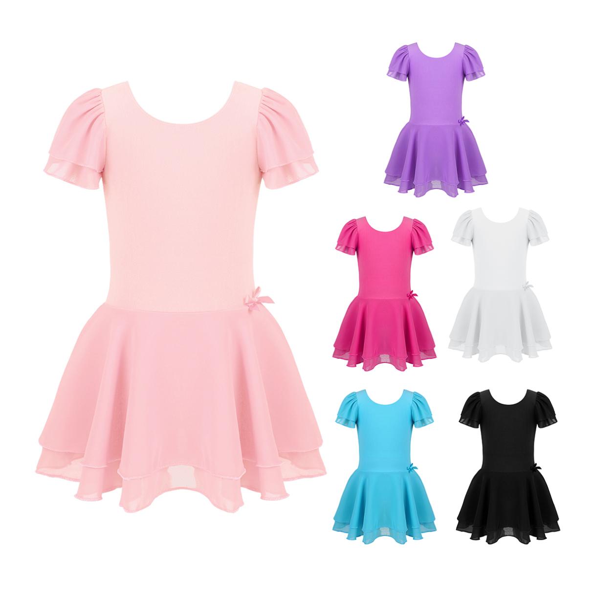 Daenrui Kinderen Meisjes Leotard Ballet Danskleding Tutu Jurk Rok Peuter Gymnastiek Podiumvoorstelling Kostuum 8-10 Years roze
