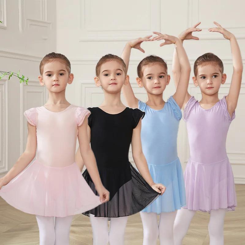Love dance,love life Balletjurken Meisjes Korte Mouw Tutu Rok Balletkleding Gymnastiek Dansjurk Balletpak Kinderen Ballet Y19 120 paars