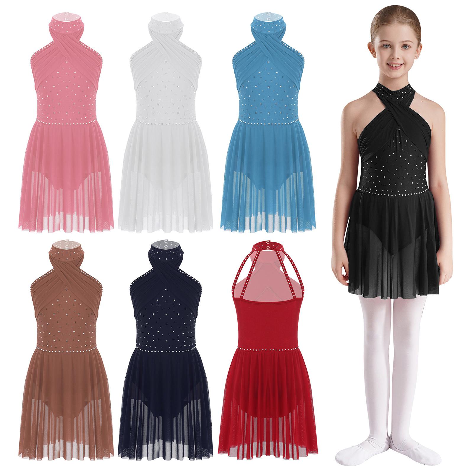Yunduantong-electronic Meisjes Lyrische Dans Leotard Prestatie Kunstschaatsen Competitie Rolschaatsen Gymnastiek Jurken Kinderen Ballerina Kostuum 11-12 Years bordeaux