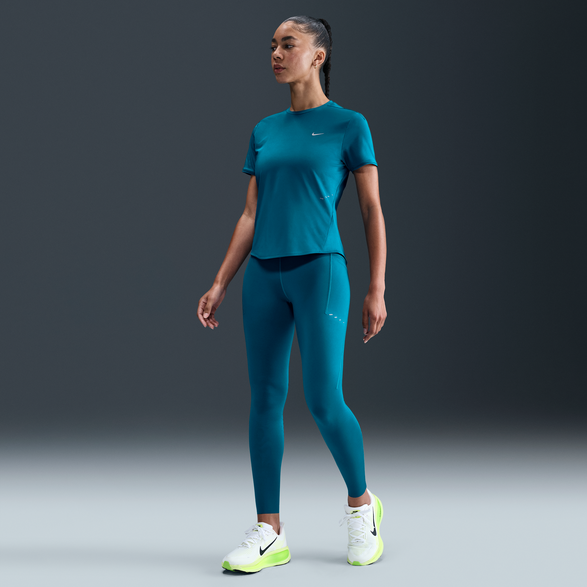 Nike Swift 7/8-hardlooplegging met hoge taille en zakken voor dames - Blauw