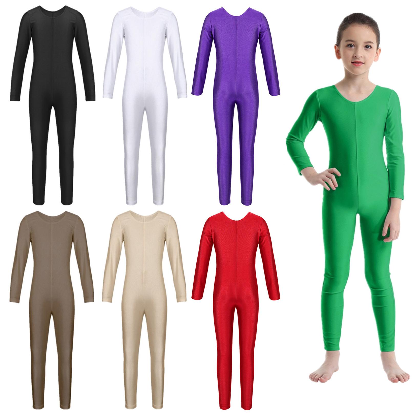 Manyakai Kinderen meisjes ballet gymnastiek turnpakje dans lange mouwen jumpsuit bodysuit danskleding kinderen full body unitard 3-4 Years wit