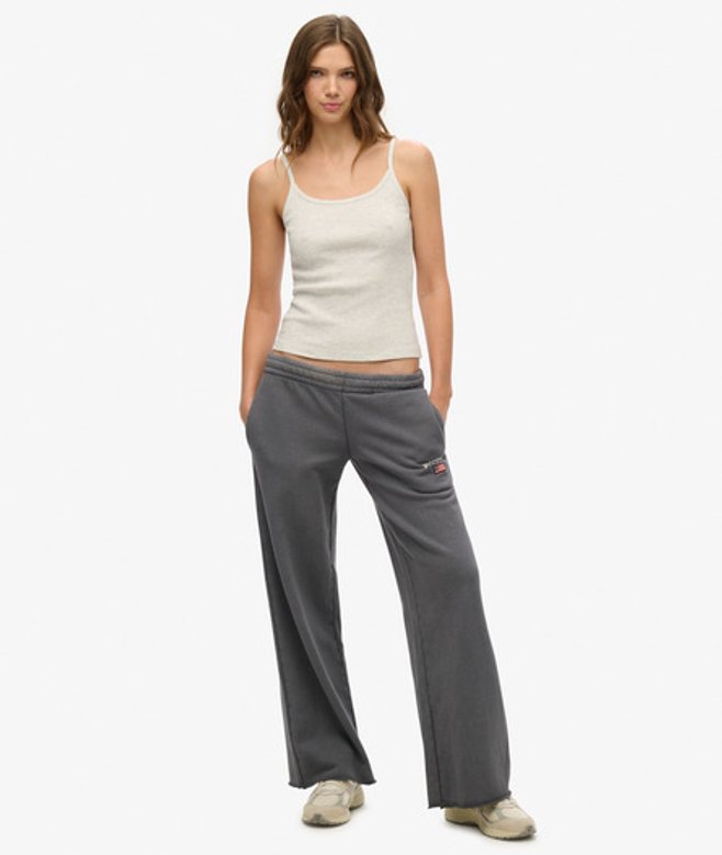 Superdry Athletic Essentials Joggingbroek met Wijde Pijpen Donkergrijs