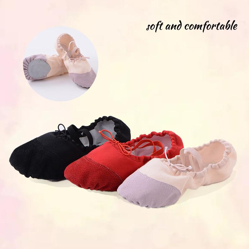 Yashion Dance Shoes Meisjes Ballet Schoenen Canvas Zachte Zool Ballet Dans Slippers Kinderen Praktijk Ballerina Schoenen Vrouw Dansschoenen 45 rood
