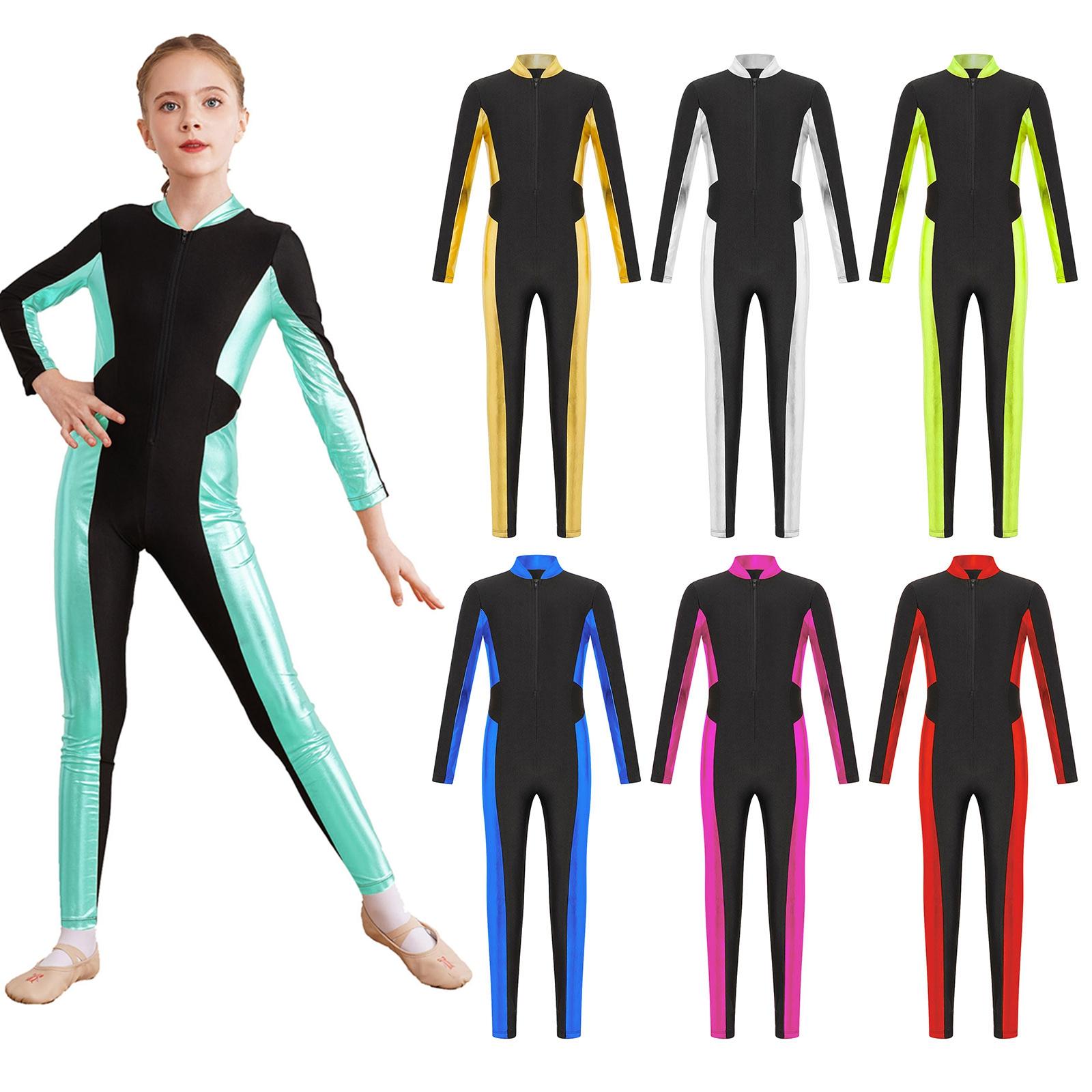Yunduantong-home Kinderen Patchwork Bodysuit Ballet Dans Kunstschaatsen Acrobatiek Yoga Leotard Unitard Meisjes Gymnastiek Actieve kleding Jumpsuit 7-8 Years zilver