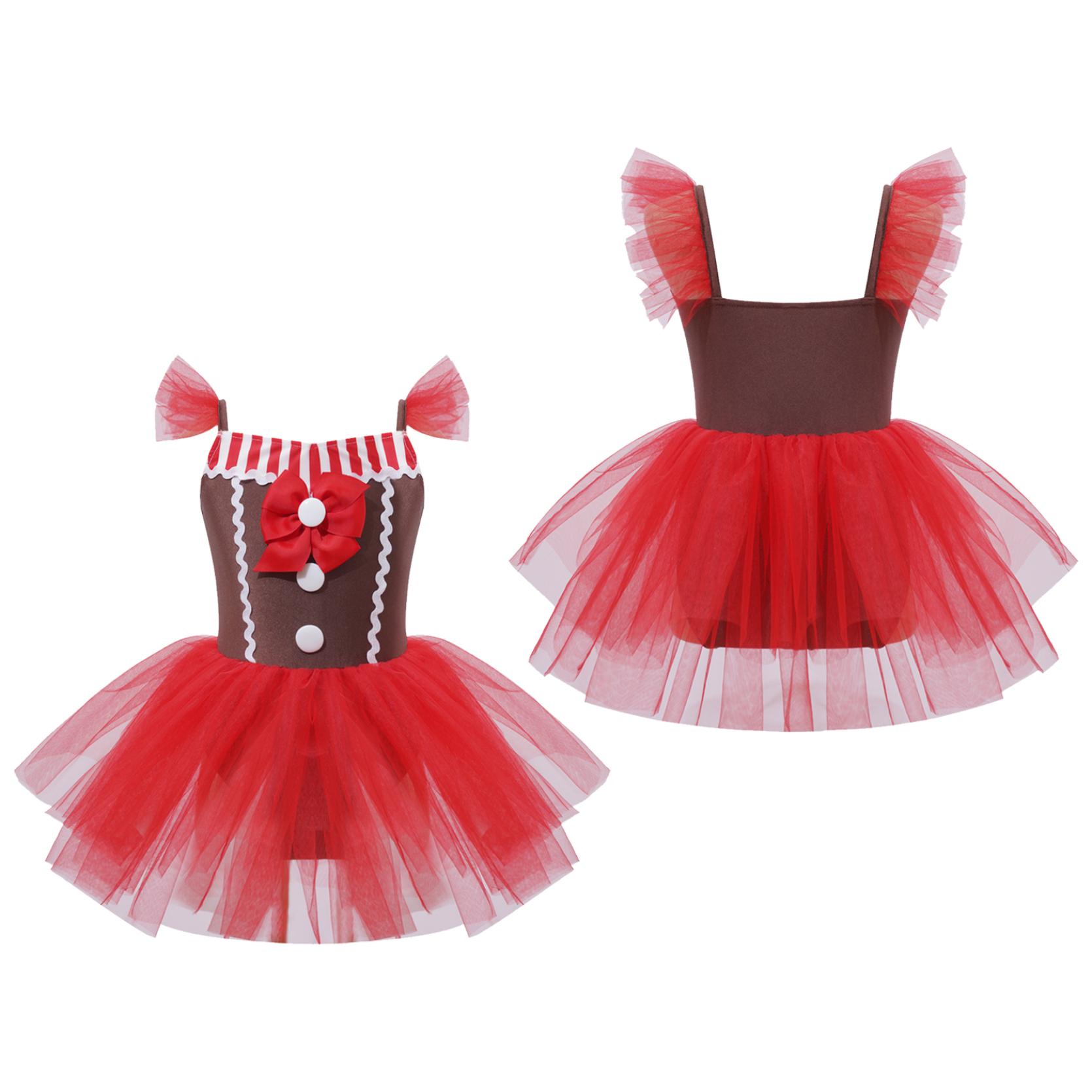 IEFiEL Kinderen Meisjes Kerst Kerstman Kostuum Dans Jurk Mouwloze Ballet Tutu Jurk Danskleding 11-12 Years rood