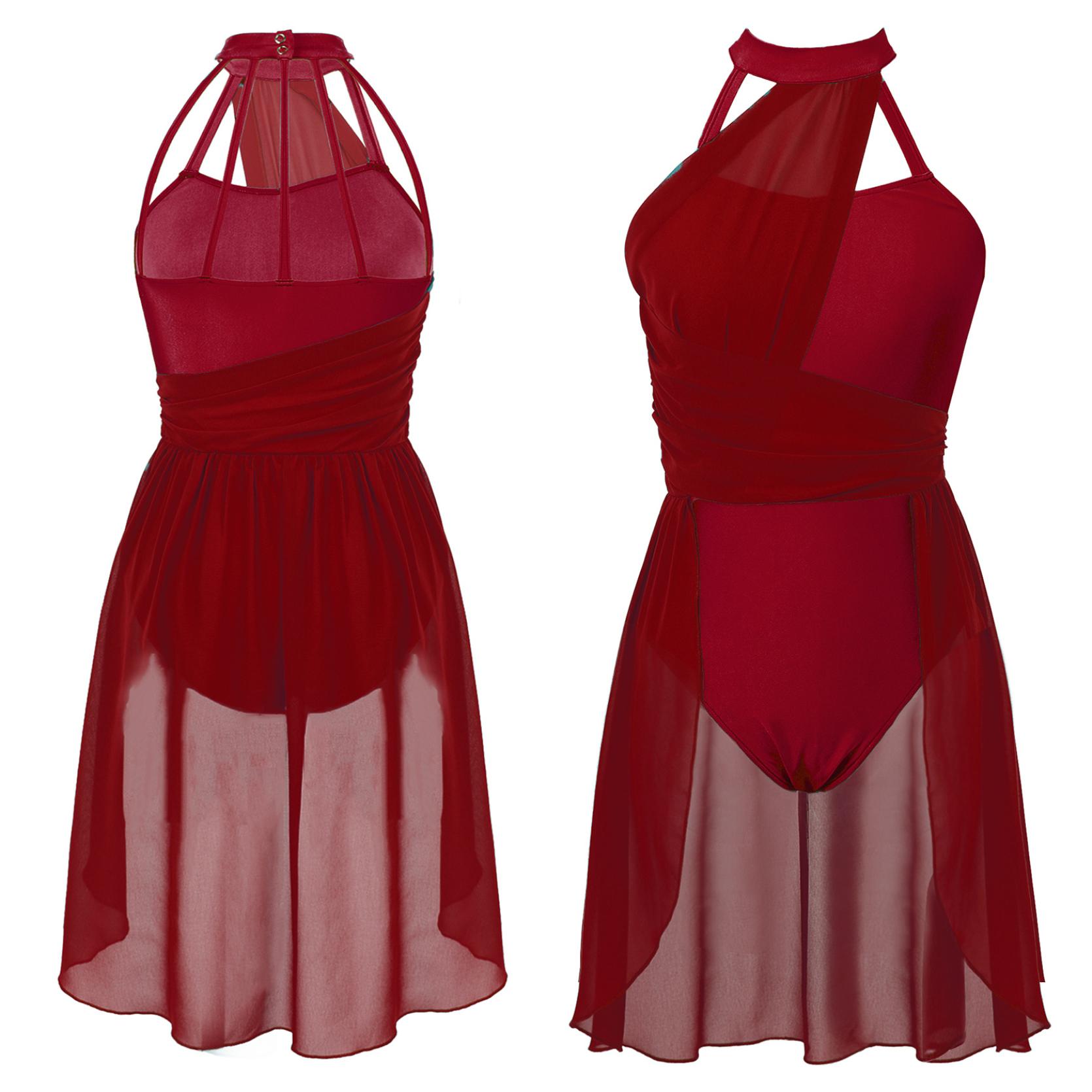 IEFiEL Vrouwen Ballet Dans Jurk Volwassen Gymnastiek Lyrische Hedendaagse Dans Ballerina Kostuums Kleding Stage Performance Turnpakje Jurk S bordeaux