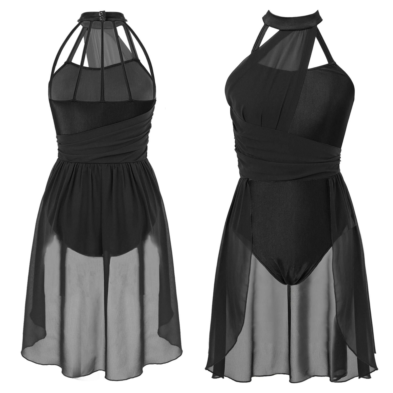 IEFiEL Vrouwen Ballet Dans Jurk Volwassen Gymnastiek Lyrische Hedendaagse Dans Ballerina Kostuums Kleding Stage Performance Turnpakje Jurk S zwart