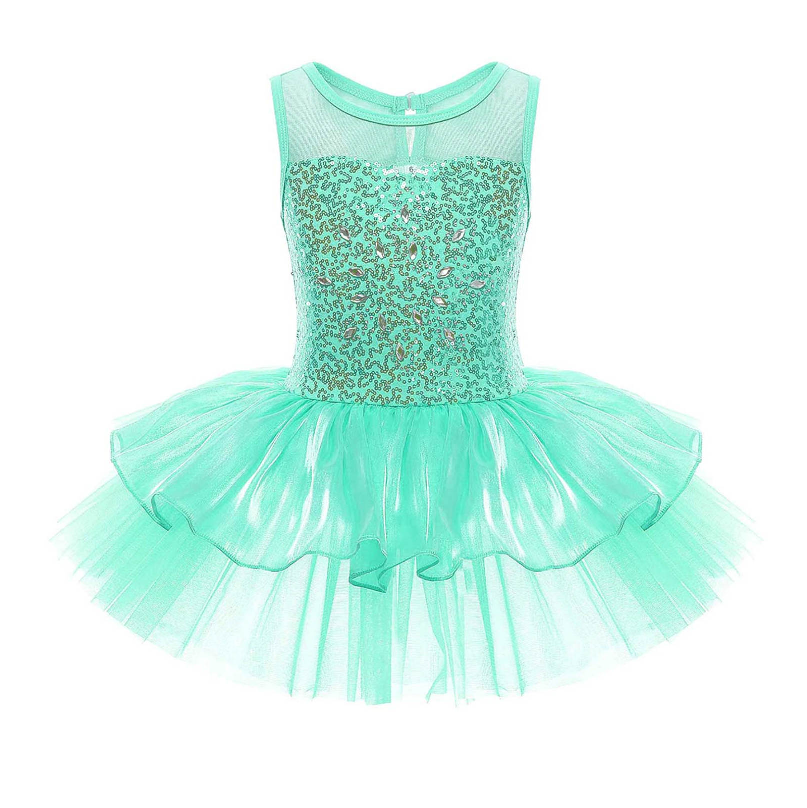 Inhzoy Kinderen Meisjes Mouwloos Pailletten Ballet Dans Gymnastiek Leotard Jurk Ballerina Kleding Podium Danskleding 5-6 Years groen