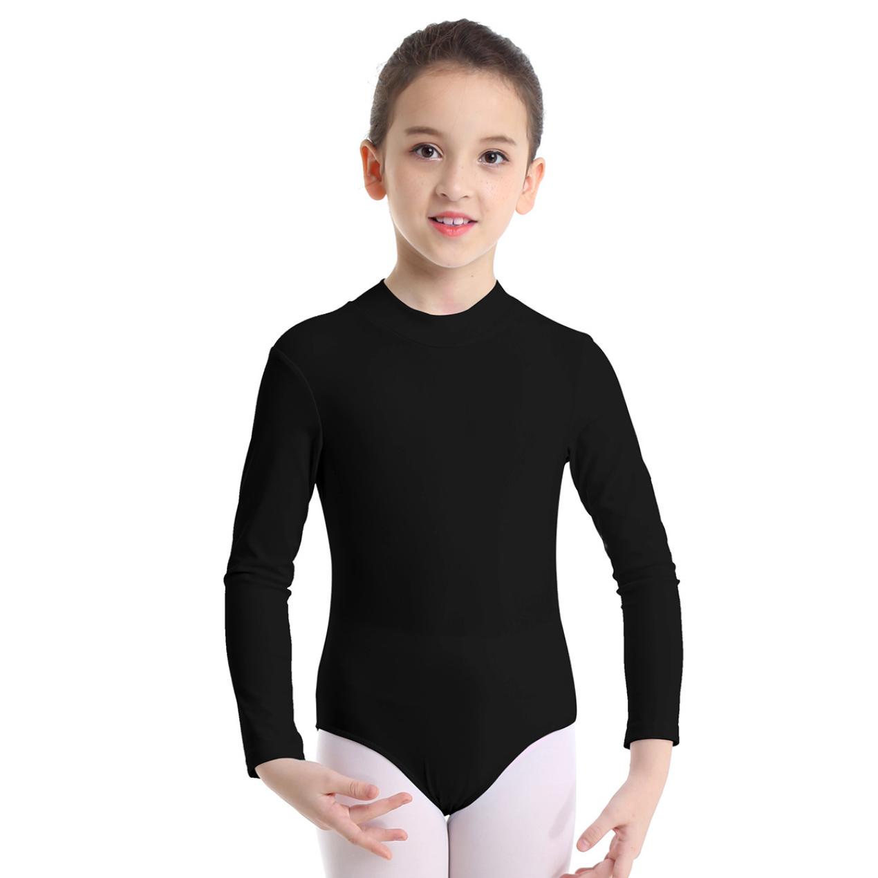 IEFiEL Kind Lange Mouw Mock Neck Professionele Ballet Dans Leotard Meisjes Gymnastiek Bodysuit Unitard 11-12 Years