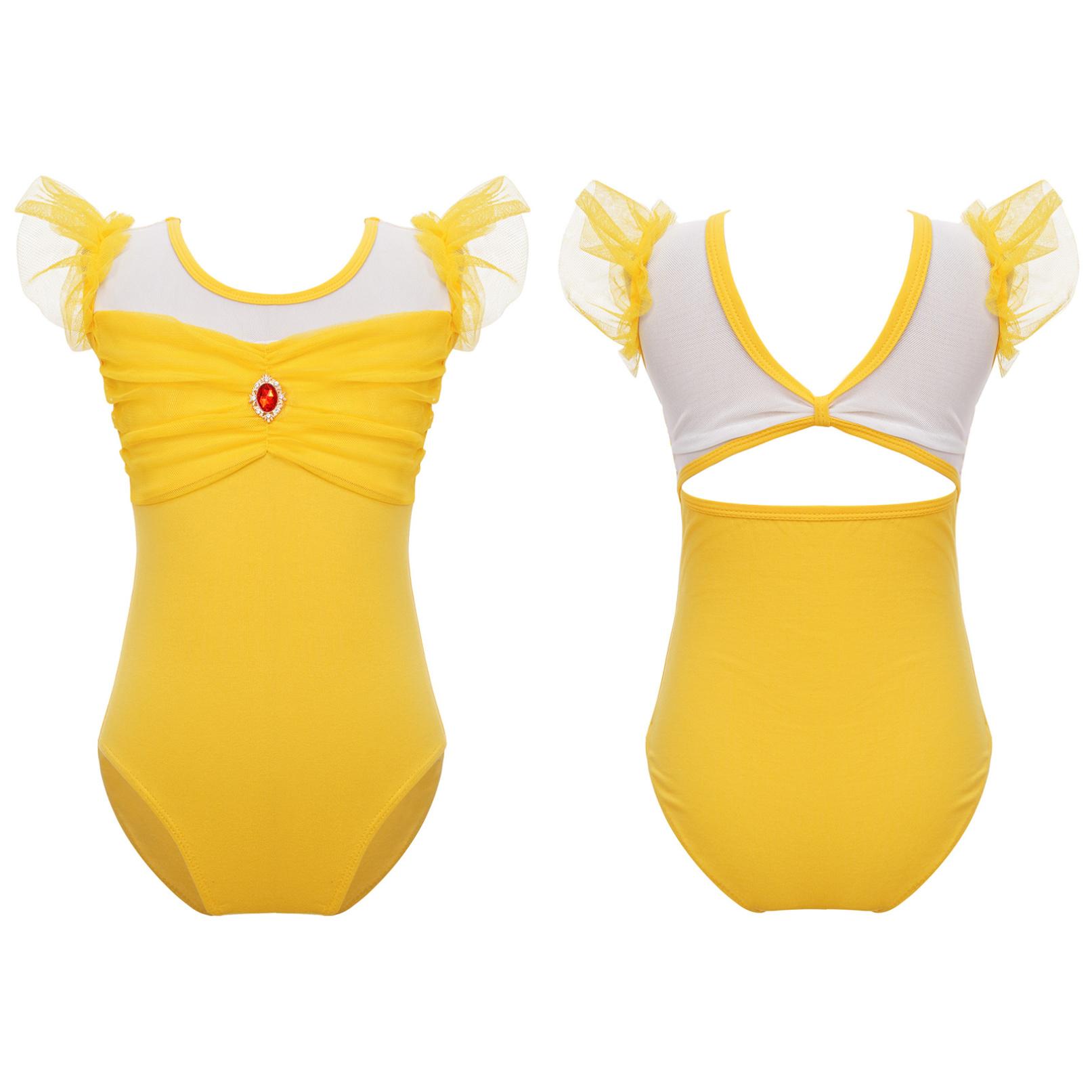 HULIJA Gymnastiek Turnpakje voor Meisjes Atletische Dans Unitards Ballerina Outfits Ballet Dancewear Tank Jumpsuit 11-12 Years geel