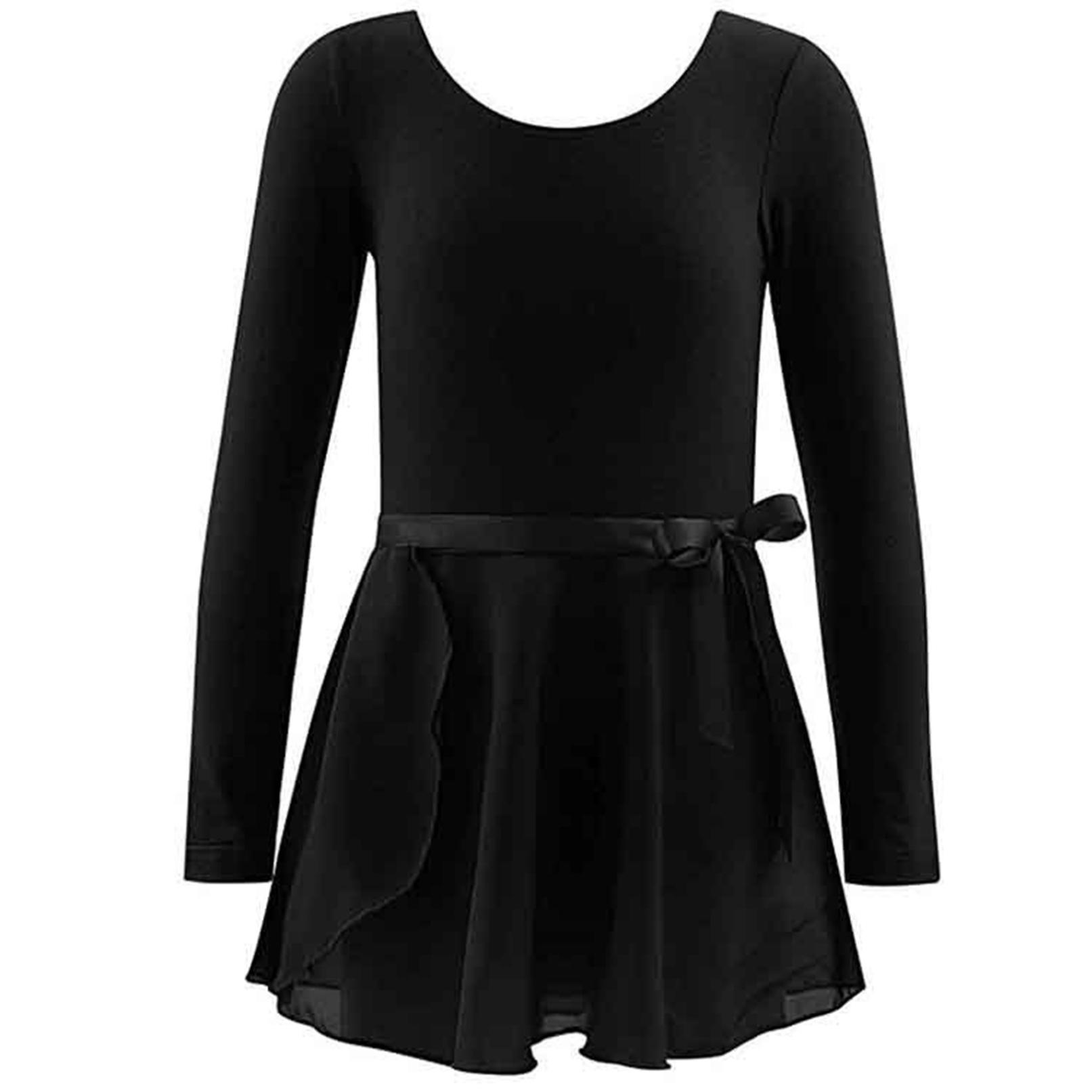 Daenrui Kinderen Meisjes Ballet Dans Gymnastiek Kleding Set Turnpakje met lange mouwen en gebonden rok 5-6 Years zwart