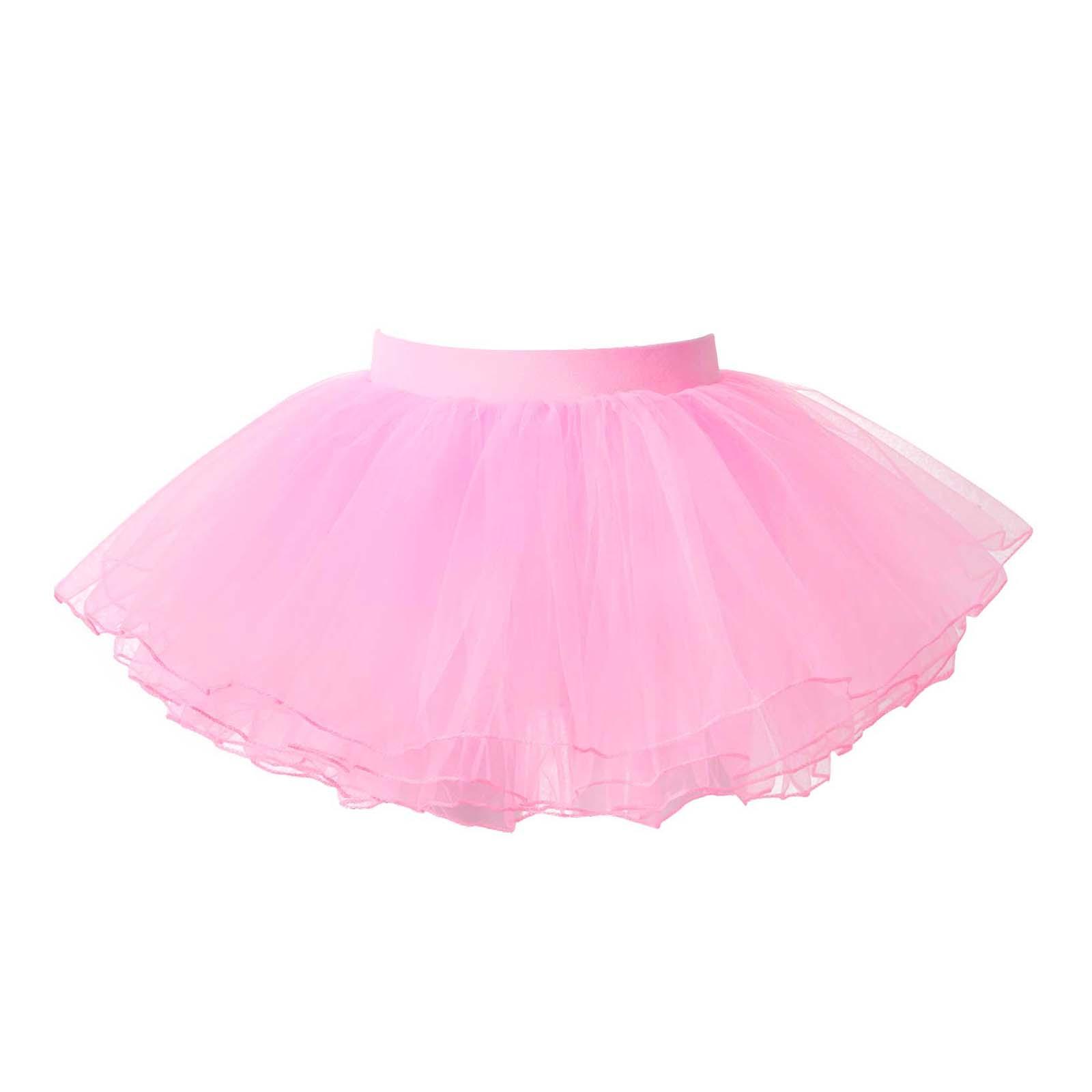 YOOJIA Kinderen Meisjes Ballet Dans Tutu Rok Basic Klassieke Elastische Taille 4 Lagen Mesh Tule Rok Kid Ballet Praktijk Turnpakje dans Jurk 6-11 Years roze