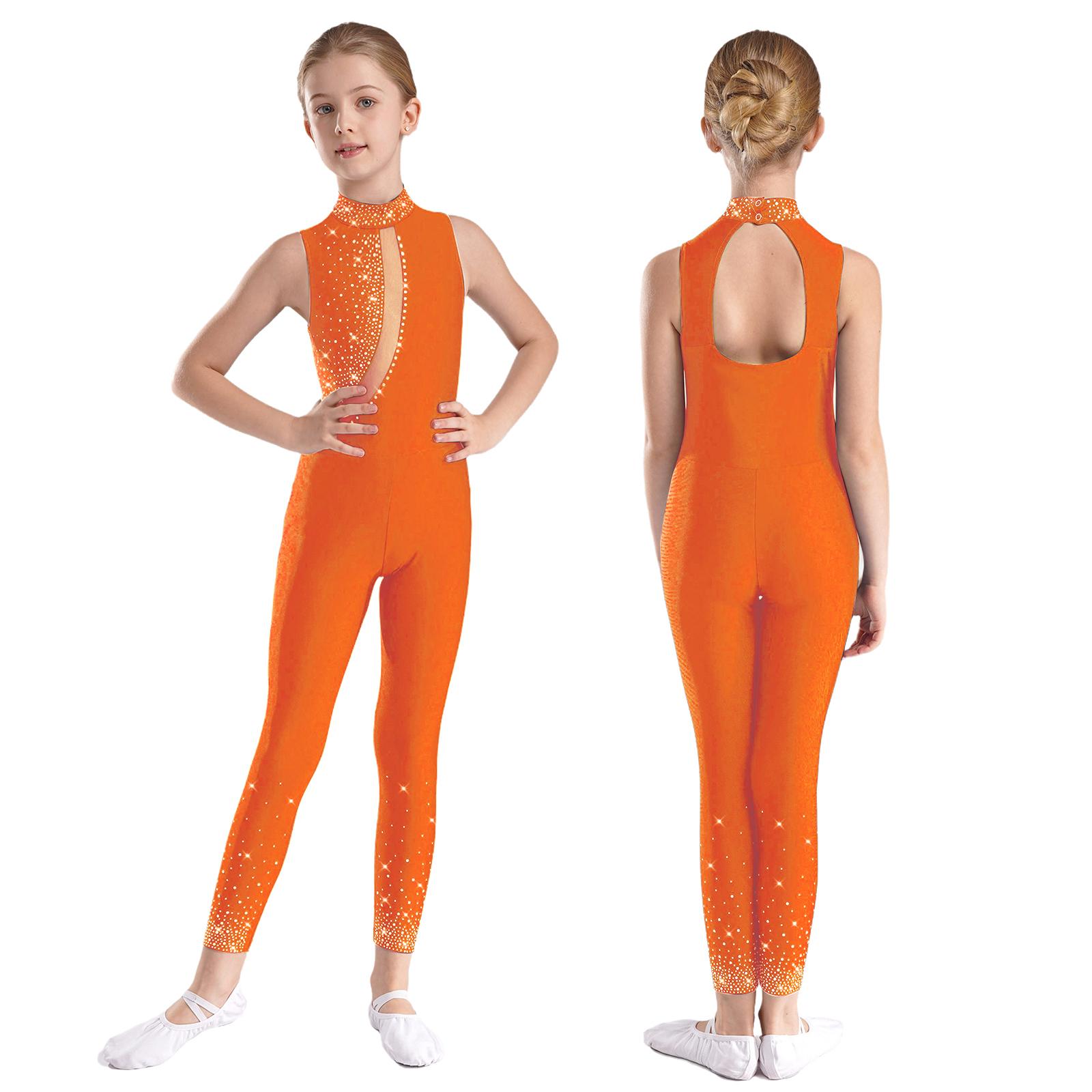 Inlzdz Meisjes kunstschaatsen jumpsuit ballet jazz danskleding uitgesneden rug bodysuit voor atletische actieve kleding workout yoga 7-8 Years