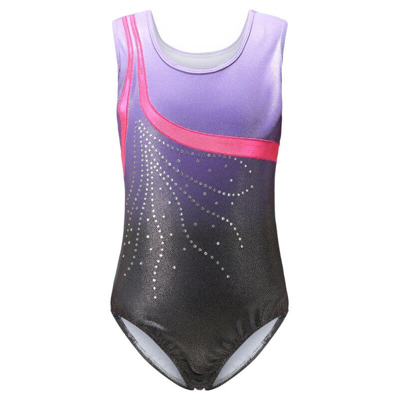 BOOSKU Meisjes Ballet Turnpakje Mouwloze Gymnastiek Turnpakje Een Stuk Meisjes Rijnston Glitter Professionele Turnpakje Voor Girlsun 8 lavendel