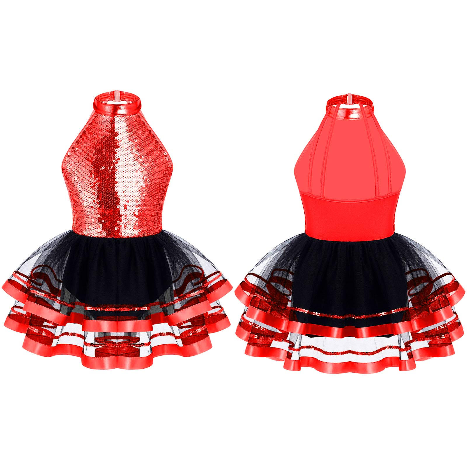 Aislor Meisjes Kinderen Ballet Tutu Jurk Moderne Jazz Dans Outfit Podium Prestatie Kostuum Danskleding 9-10 Years rood