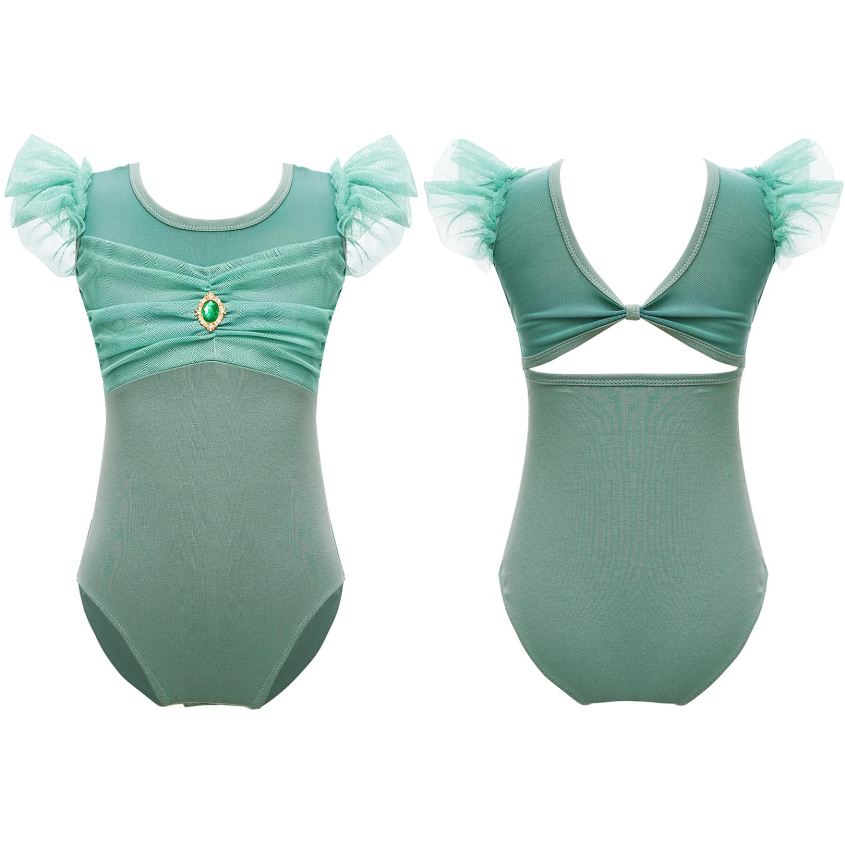 IEFiEL Ballet maillots voor meisjes kinderen vliegende mouwen dans bodysuit ballerina gymnastiek turnpakje 11-12 Years