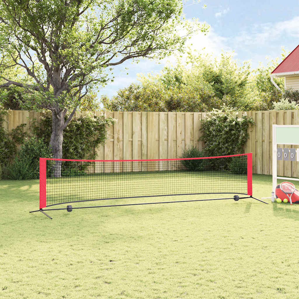 vidaXL Tennisnet Zwart en rood 396 x 92 x 87 cm Polyester