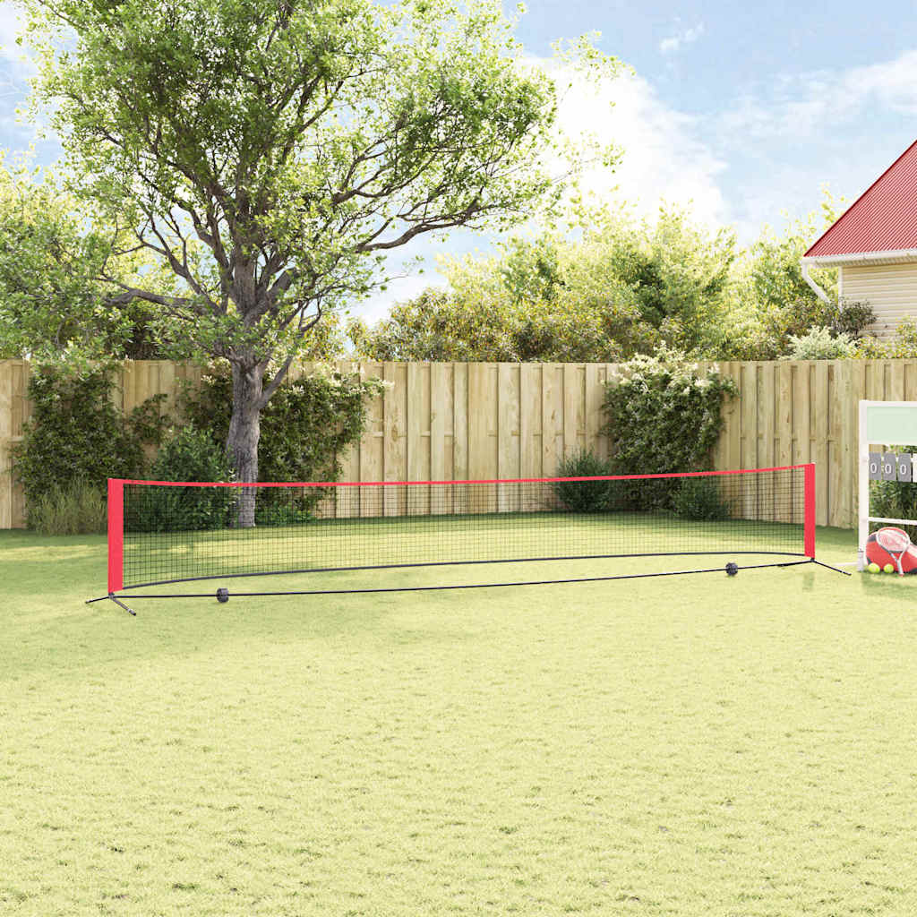 vidaXL Tennisnet Zwart en rood 595 x 90.5 x 87 cm Polyester