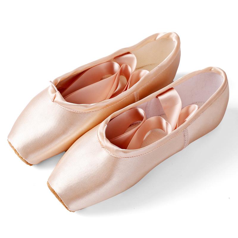 Love dance,love life Balletschoenen Volwassen dames teenschoenen met riemen Meisjes ballet platte neus puntige dansschoenen 38 nude